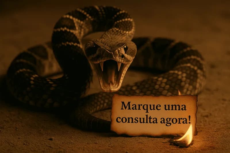 Cobra cascavel ao lado de papel em chamas