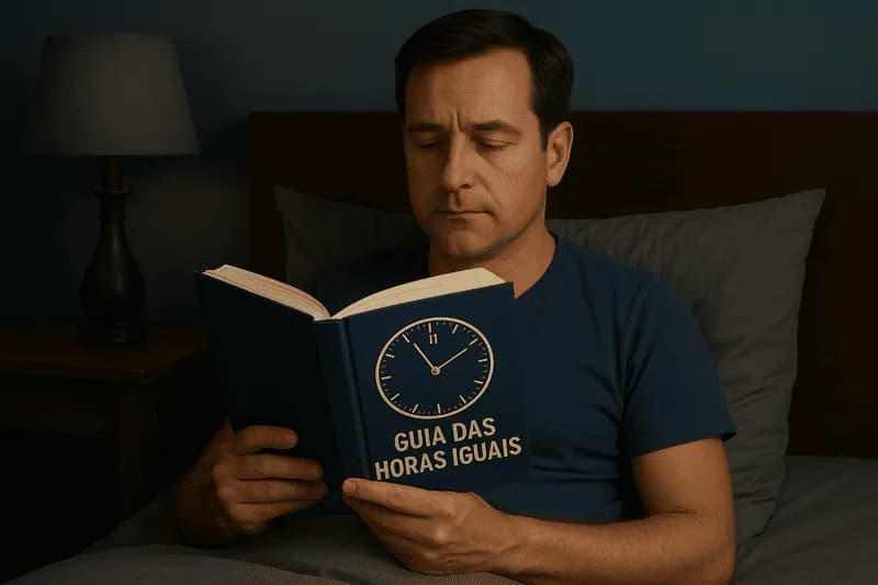 Homem lendo o guia de horas iguais