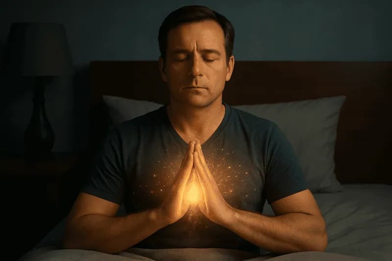 Homem meditando para a teoria da lei da atração