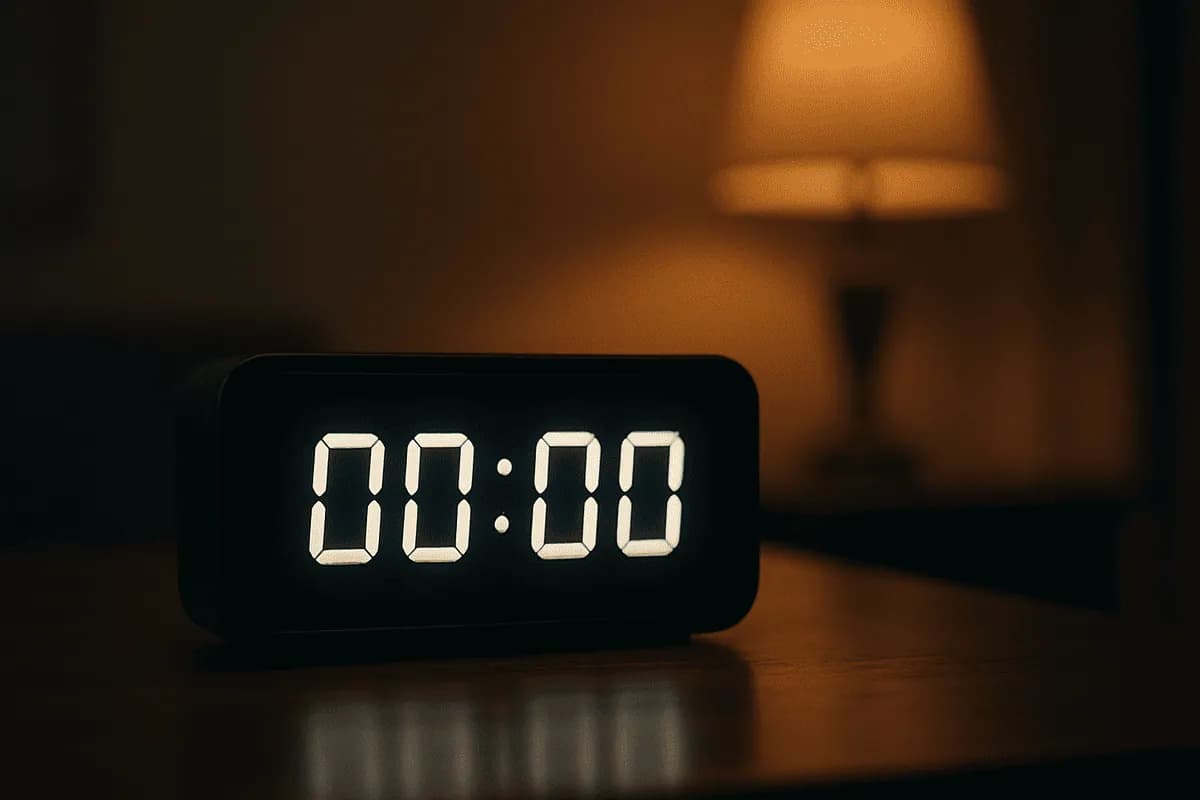 Horas iguais 00:00 em relógio digital