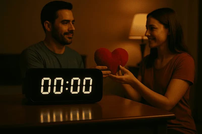 Casal troca presentes românticos no quarto