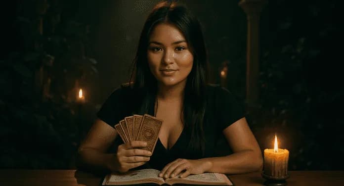 Dara Anamê realizando consulta de tarot urgente do sim ou não