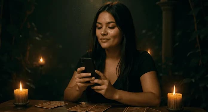 Taróloga respondendo a perguntas via whatsapp