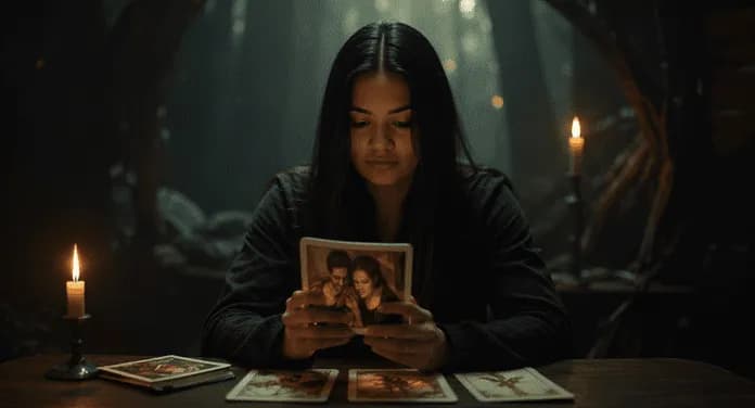 Cartomante fazendo leitura de baralho cigano em consulta do tarot do trabalho sim ou não