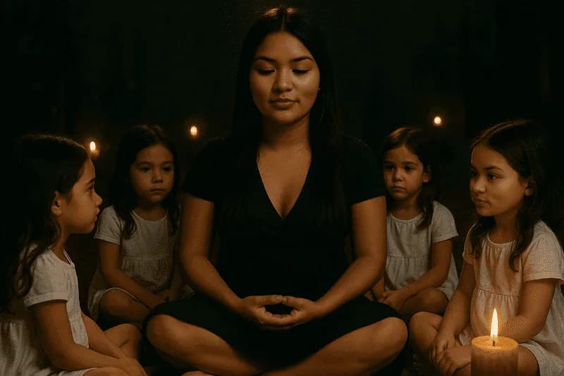 Dara Anamê em ritual dos sonhos com crianças